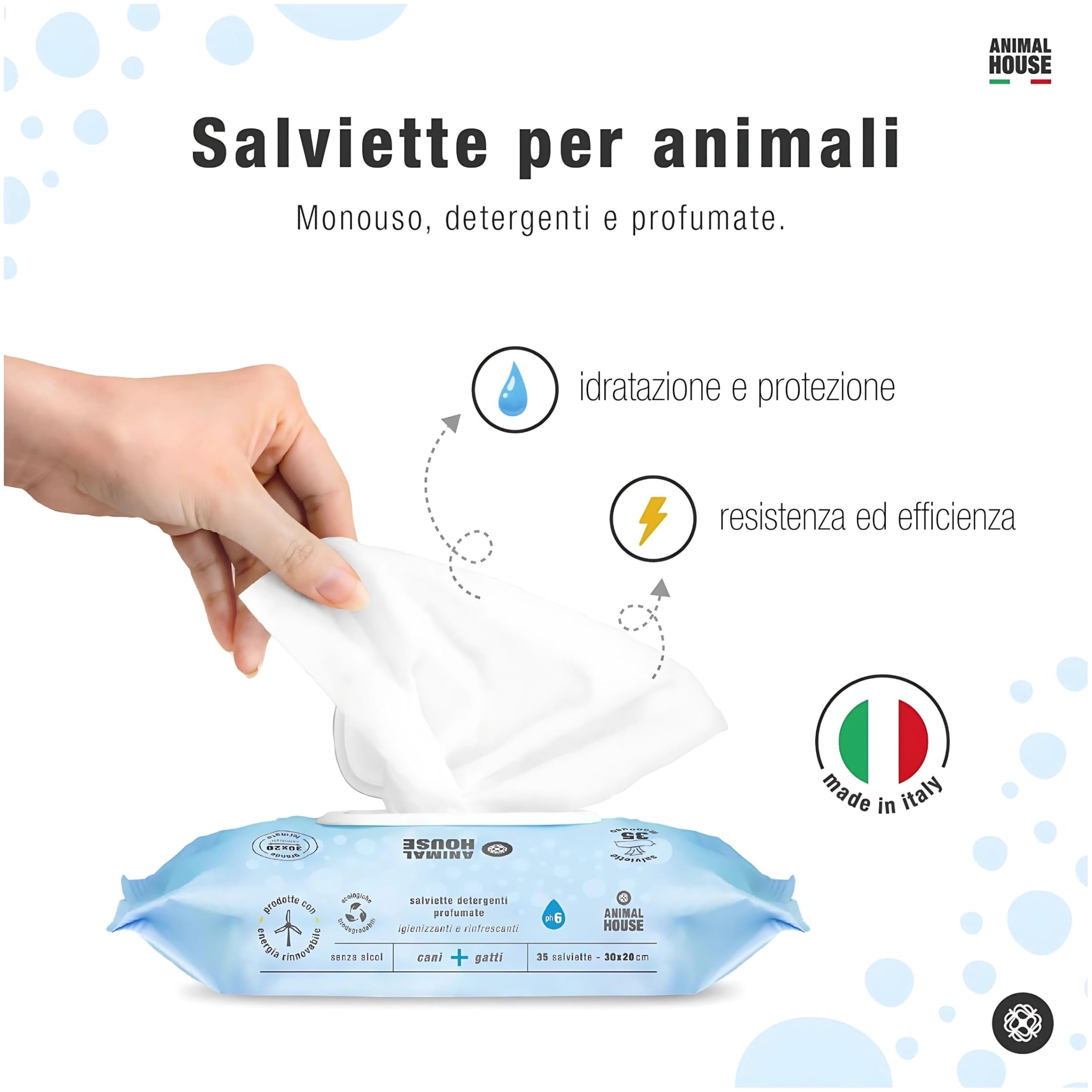 Animal House Salviette Profumate 350 PZ: Salviette Umidificate Ipoallergeniche e Biodegradabili per la Pulizia Quotidiana di Cani e Gatti (350, CAMOMILLA)