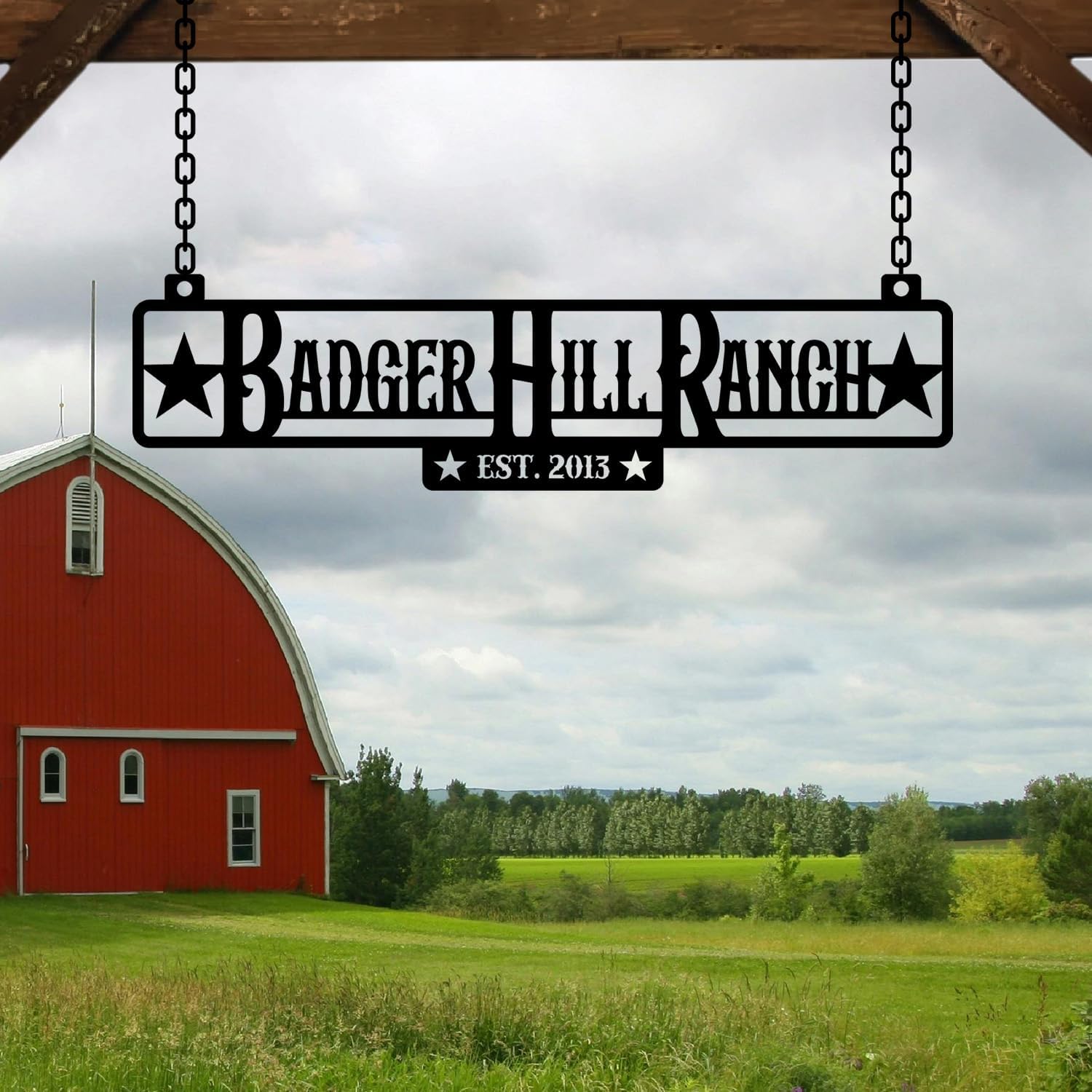 Personalized Metal Farm Sign, Customized Family Name Ranch Sign, Large Last Name Sign for Farmhouse Decoration, Outdoor Farm Wall Art, Welcome Sign, Entrance Gate Sign, Farm Lovers Gift, Garden Decor