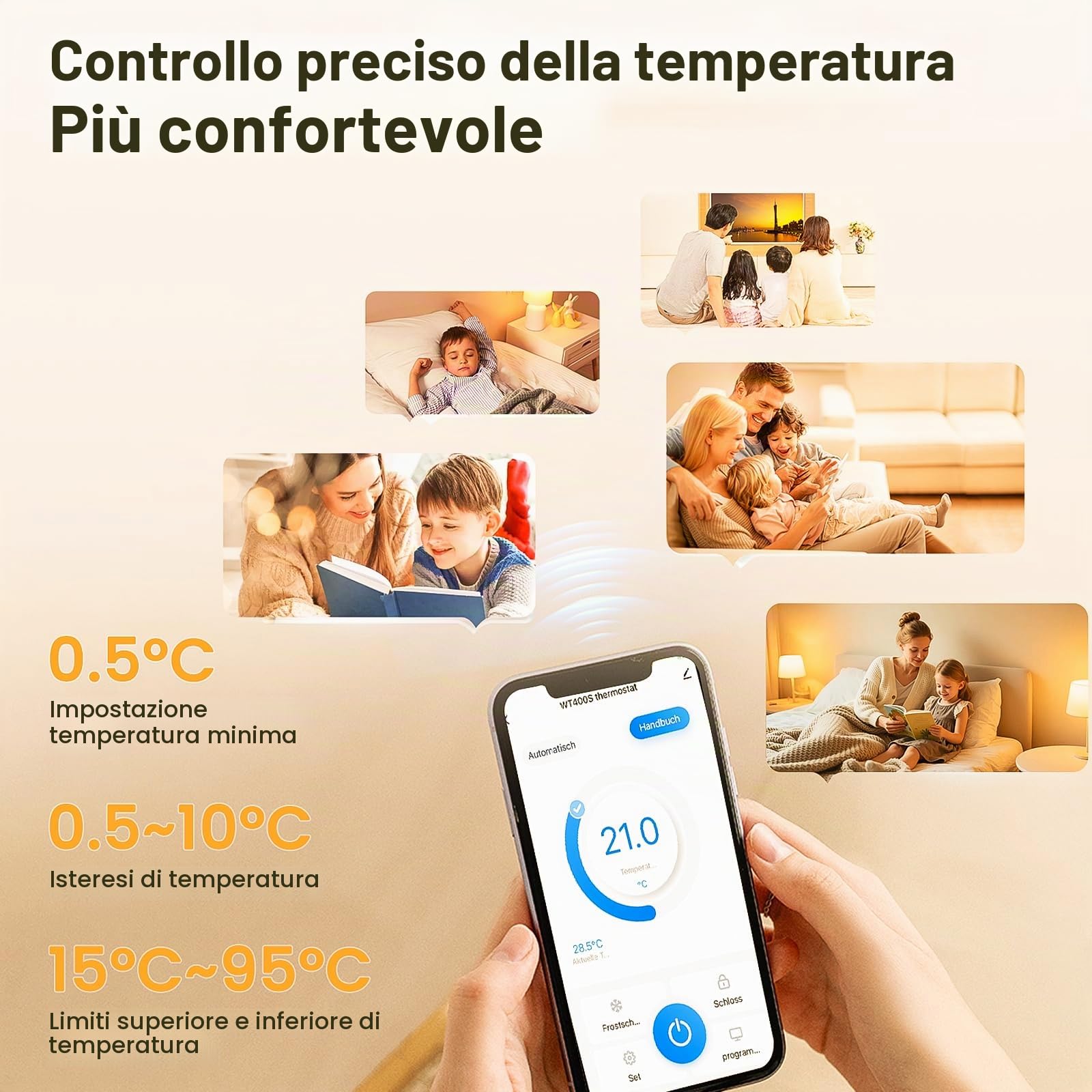 Termostato intelligente WiFi per riscaldamento a pavimento ad acqua e caldaia a gas, termostato ambiente programmabile, supporto Alexa, controllo vocale Google Home e telecomando App Smart Life (WiFi