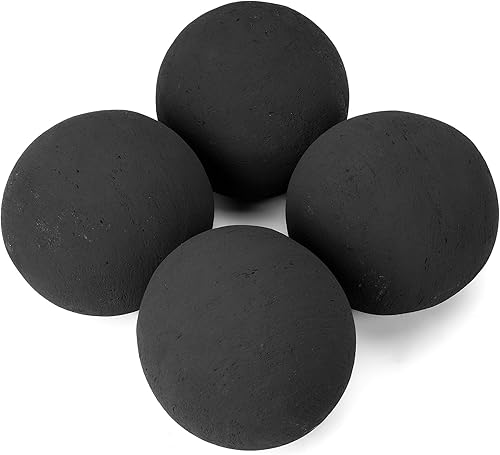 Miniatura 59 de Stanbroil Bolas de cerámica – Piedras redondas de fuego de 5 pulgadas para hoguera y chimenea – Juego de 6, color gris