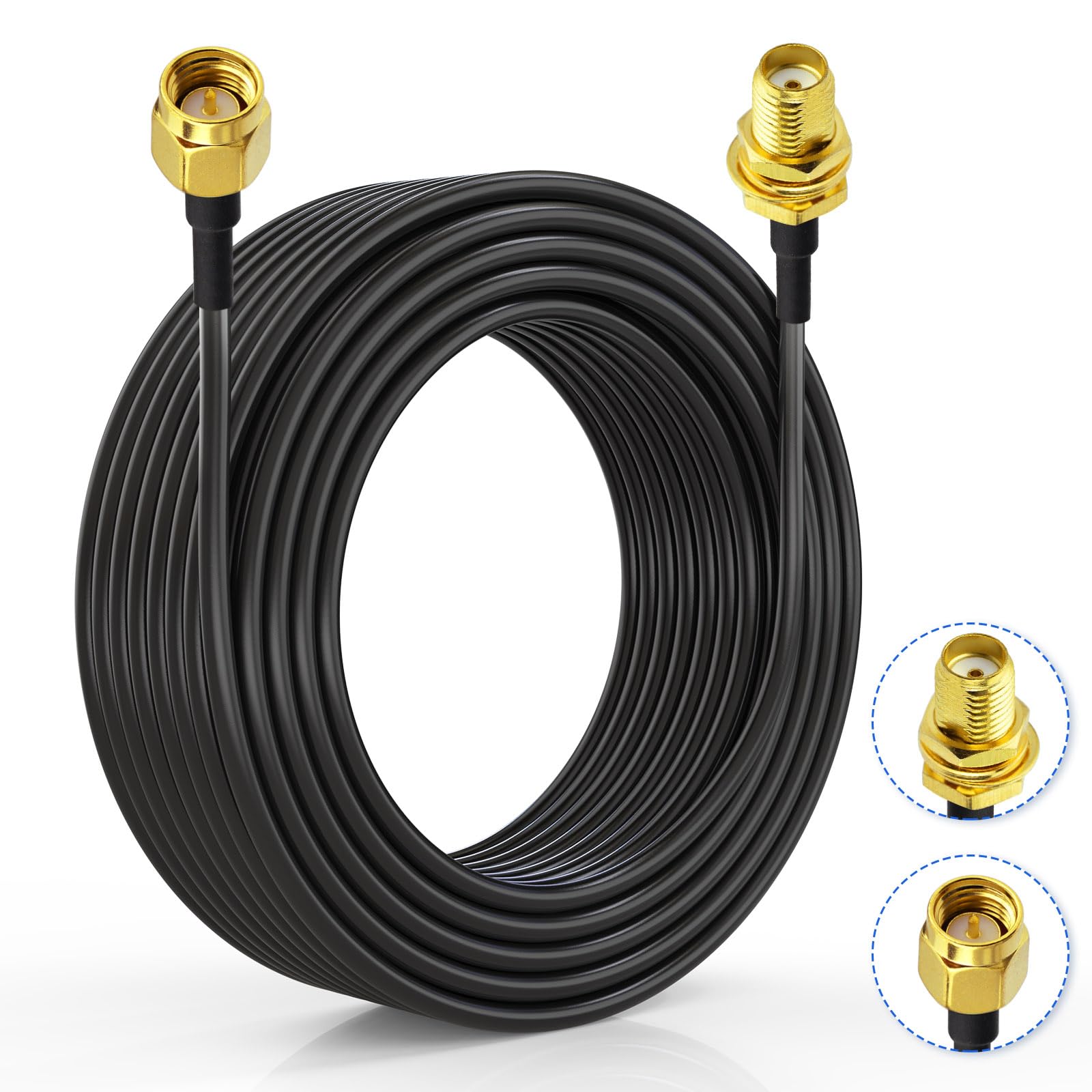 Superbat SMA WiFi Antenna Extension Cable 10m Male to Female RG174 Coaxial Cable 50ohm for 4G LTE Router, Gateway Modem