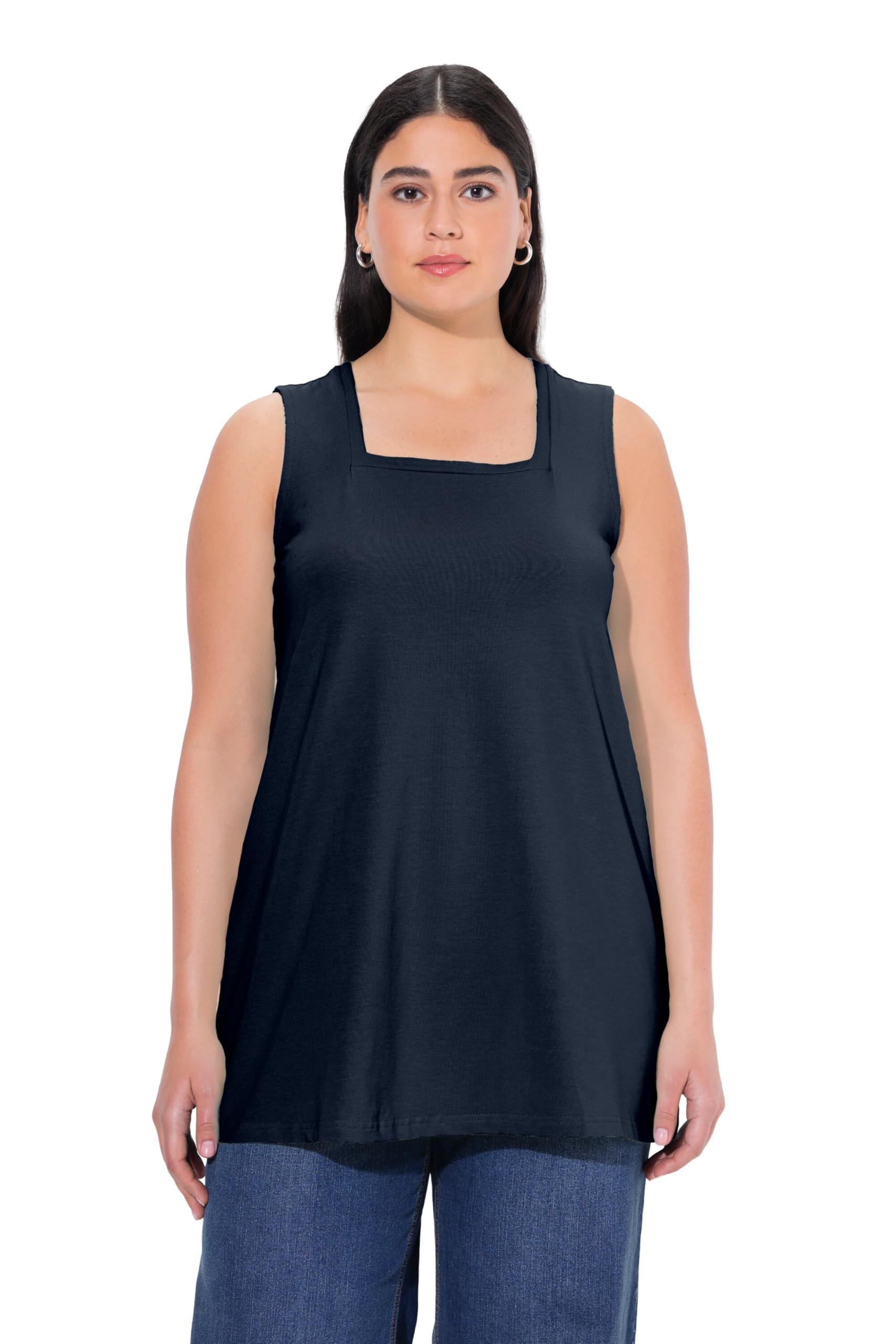 Ulla Popken Femme Grandes Tailles Top Long, Classic, Encolure carrée 807310