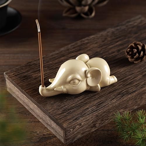 Miniatura 8 de Cacukap Lindo quemador de incienso de elefante, soporte de incienso para palos, bandeja de incienso con temática de elefante, adorable decoración