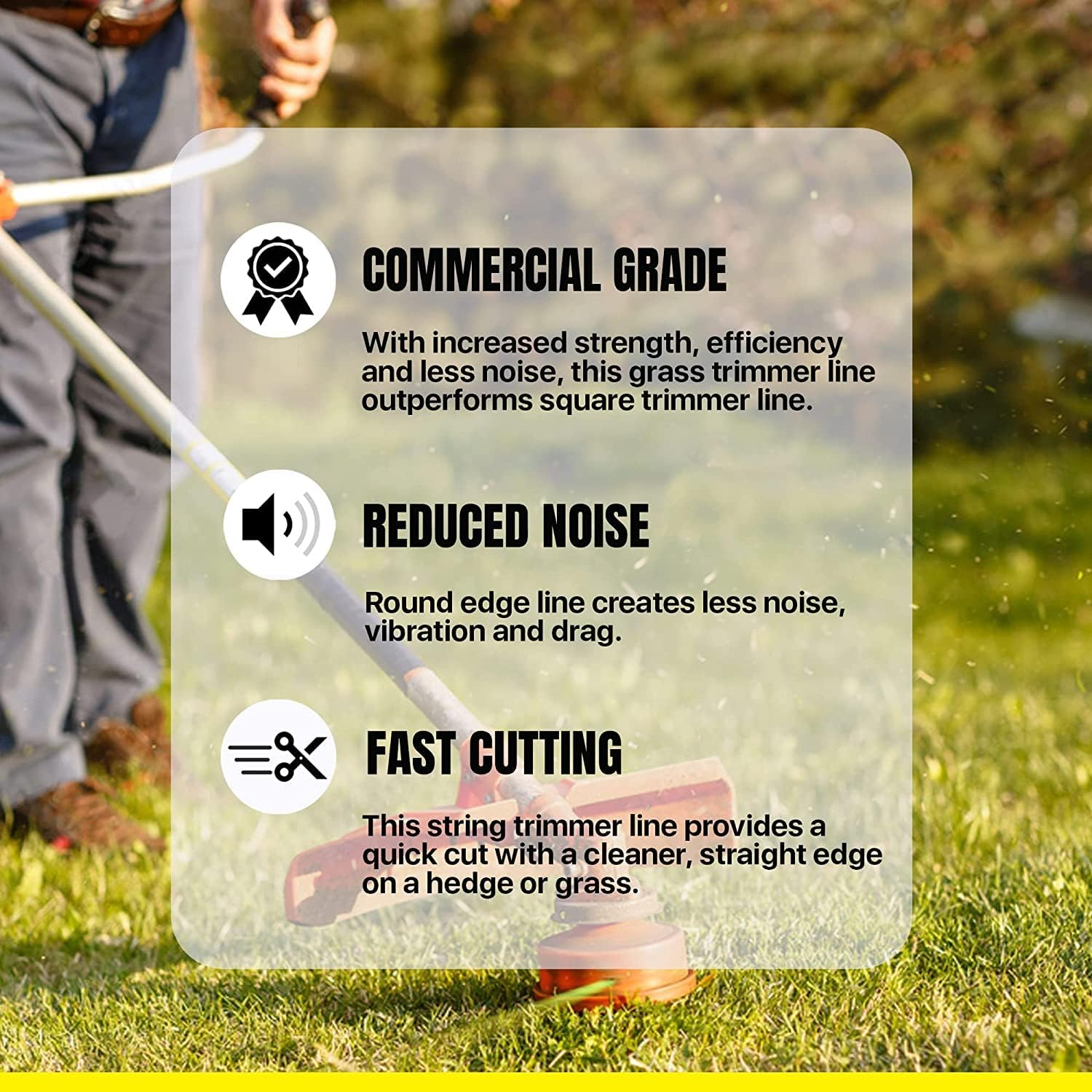FORESTER Heavy Duty Trimmer Line – Grass Thrasher Round or Square Edge Weed Eater String Universal Trimmer String Fits Most Trimmers and Edgers Weedeater String & Weed Wacker Attachments