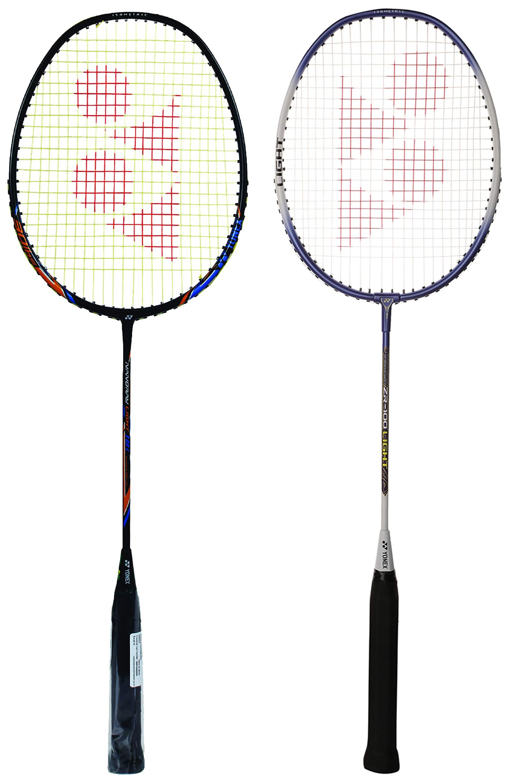 Yonex Nanoray Light 18i Graphite Badminton Racquet with Free Full Cover (77 Grams, 30 lbs Tension) & ZR 100 Light Aluminium Badminton Racquet with Full Cover | Made in India(Set of 1) | Blue