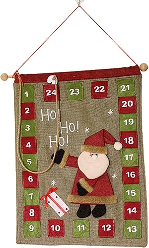 BIBABLYKE Calendario de Adviento de Navidad 2024, calendarios colgantes para puerta de pared con bolsillos de 24 días, reutilizable, decoración de