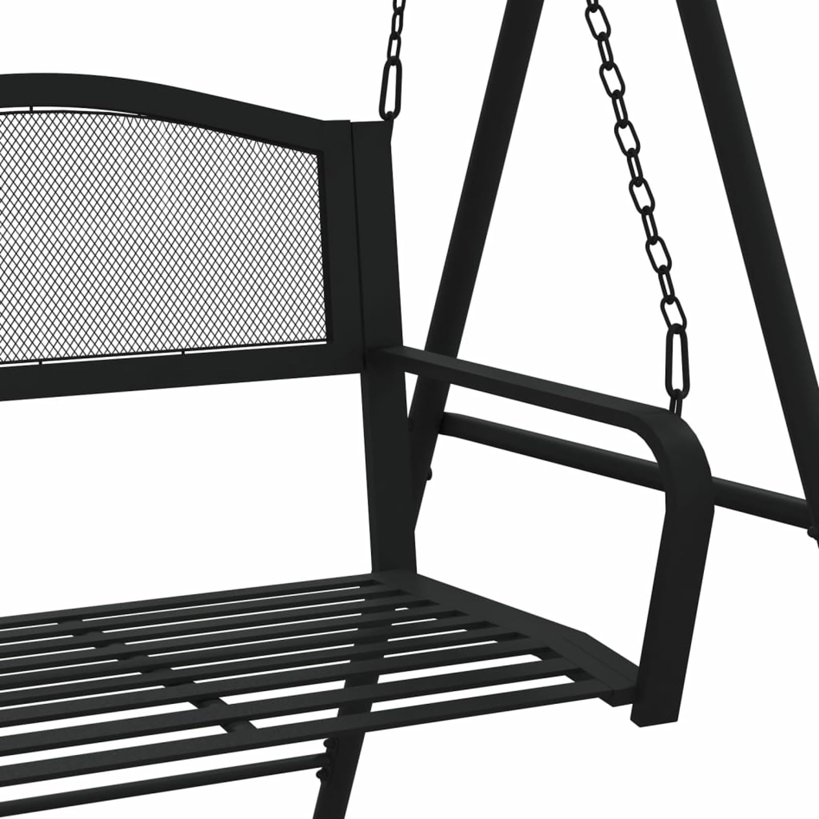 Huśtawka na zewnątrz, ławka huśtawkowa z litego drewna, na werandę, ogród, drzewo, huśtawka, 124 cm, czarna stal