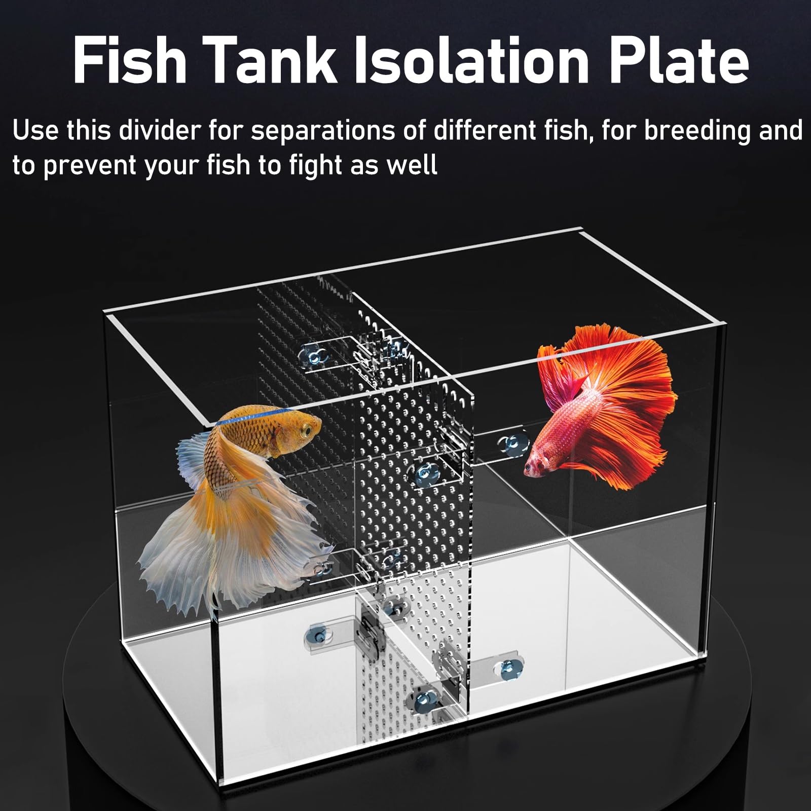Divisor de Acuario Separador acrílico de tanque de peces, divisor de tanque de acuario grande con ventosa, kit transparente divisor de tanque de peces para una óptima separación de peces(57x65cm/22.4x