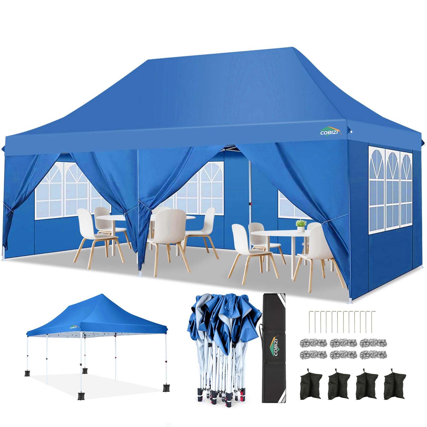 COBIZI Faltpavillon 3x6 M – Wasserdicht, UV 50+, 6 Seitenwände, Pop-up Mit Tragetasche