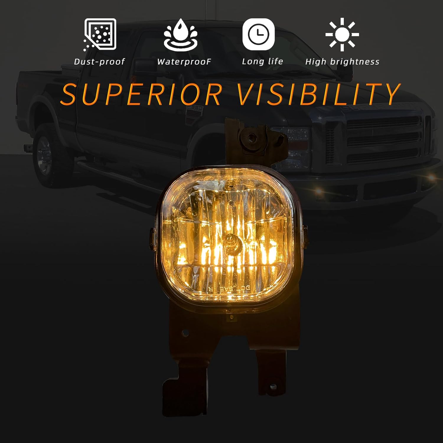 Driving Fog Lights Replacement for 2008 2009 2010 Ford F250 F350 F450 F550 Super Duty Fog Lamps with H10 12V 42W Halogen Bulbs