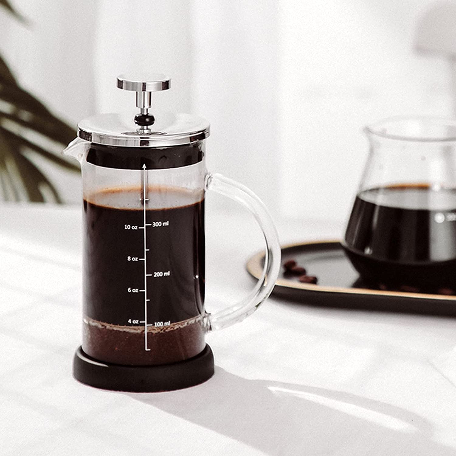 RWRAPS Cafetera de Prensa Francesa con Triple Filtro de Acero Inoxidable, cafetera, Vidrio de borosilicato Resistente al Calor, 600 ml