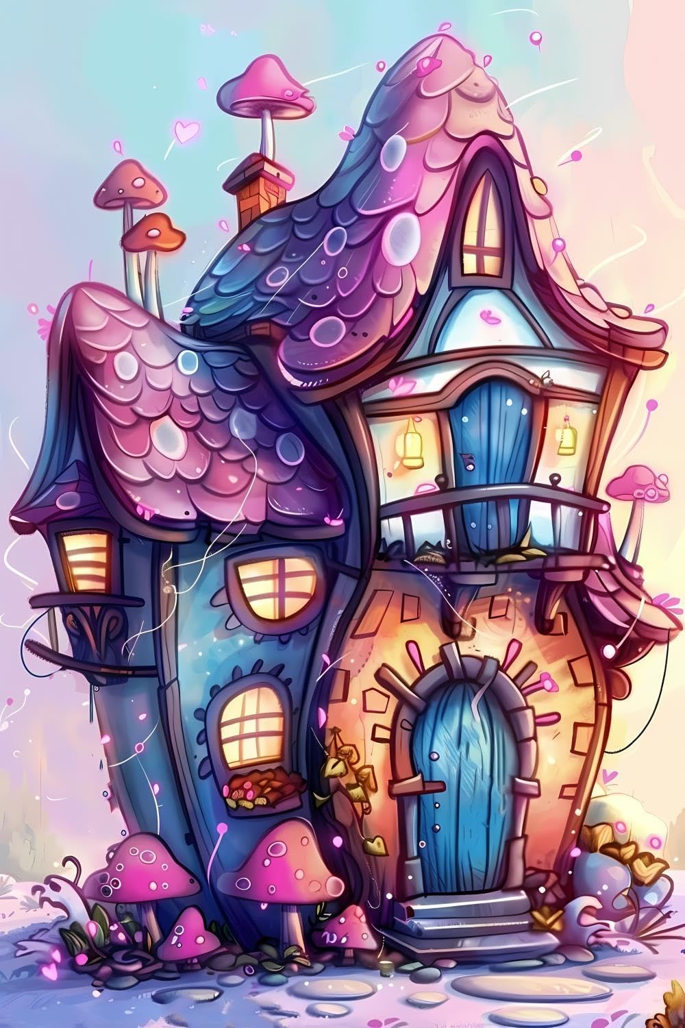 JOEAUEN 5D DIY Picturesque Autumn Scene with Cottage Diamond Art Diamond Dots Full Drill for Home Wall Decor Gift House Diamond Painting Kits for Adults gem Art 16x24 inch