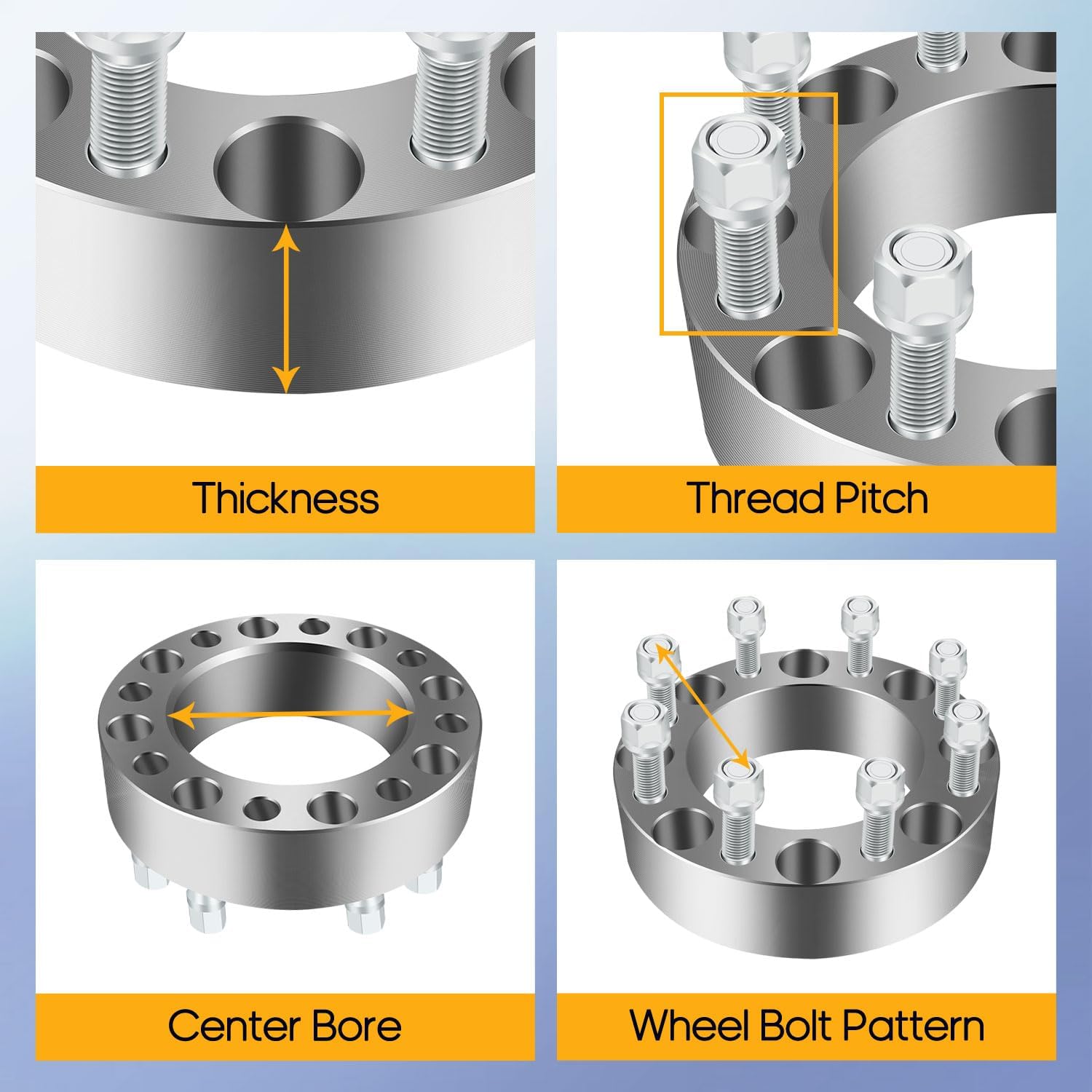 OCPTY 4PCS 2" Wheel Spacers 8x170 to 8x170 Wheel Adapters 14x2 Studs 125mm Center fit for 2000-2002 for Ford for Excursion / 1999-2009 for Ford for F-250/1999-2016 for Ford for F-250 Super Dut