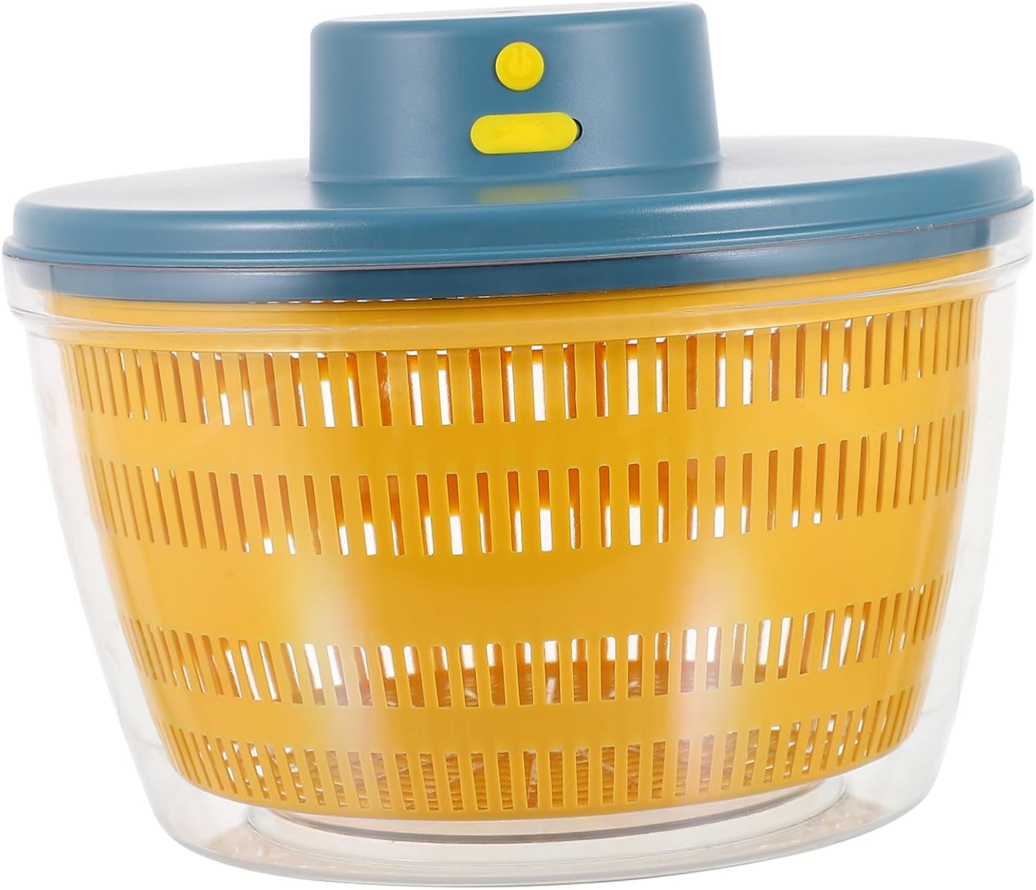 Electric Salad Spinner Drain Basket Blue and Yellow Lettuce Vegetable Dryer Food Dehydrator for Easy to Use for Home Chefs and Meal Prep