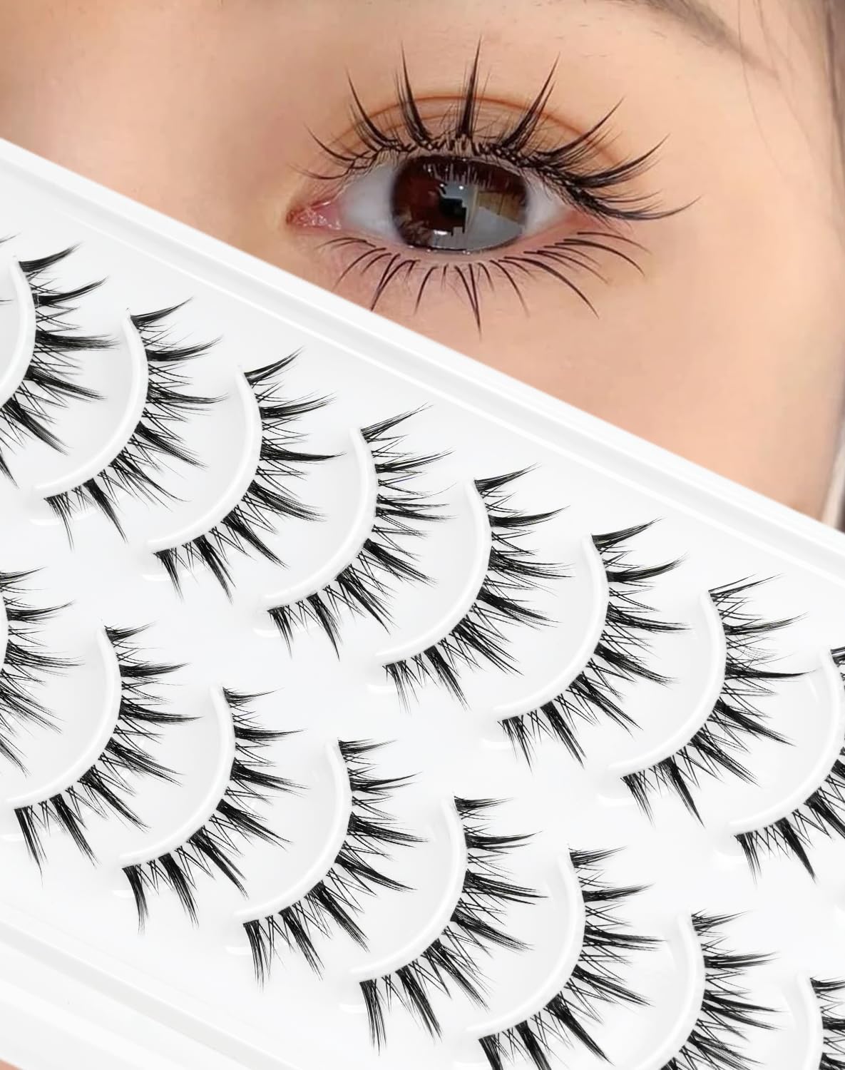 False Eyelashes Faux Mink Lashes - Manga Lashes Anime Fake Eyelashes Wispy Lashes 3D Faux Mink 14mm Long False Lashes Strip 10 Pairs by EMEDA (XGCC)