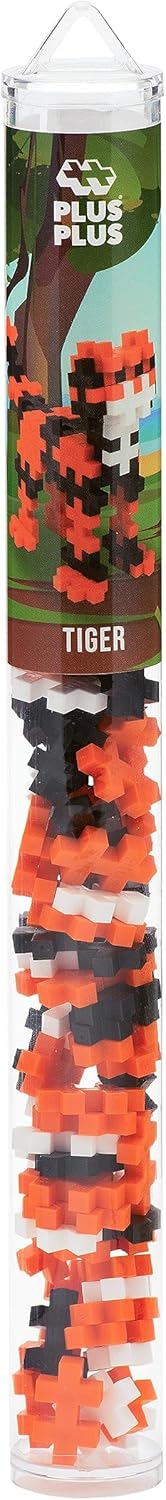 Plus Plus 3D Animal Figure Building Block Set, 70 Mini Interlocking Puzzle Pieces, Fun Stem Toys for Kids - Tiger Maker Tube - Image 5