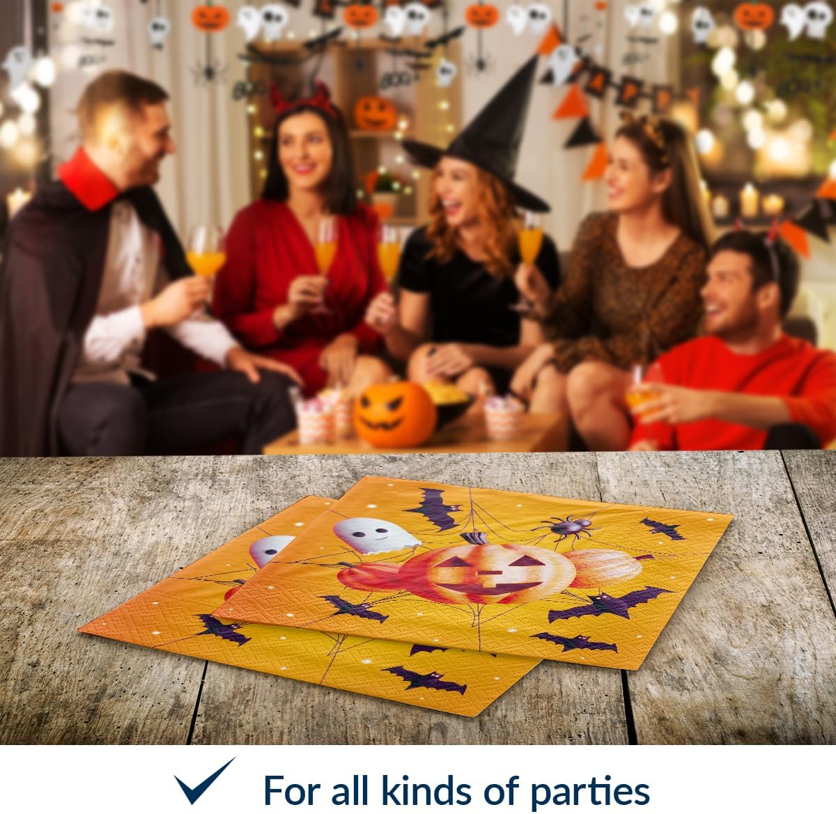Halloween Luncheon Napkins 6.5 x 6.5 in, 50 Count - Funny Halloween image 4