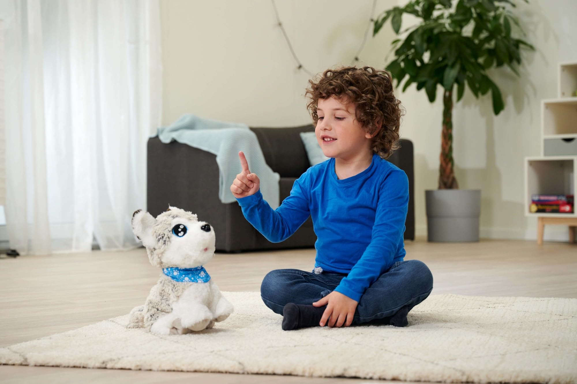 Simba Chichi Love Happy Husky 105890050 - Perro de Juguete Interactivo para niños a Partir de 3 años, con Control de Voz alemán (12 Funciones) y Sonido, Incluye Pilas