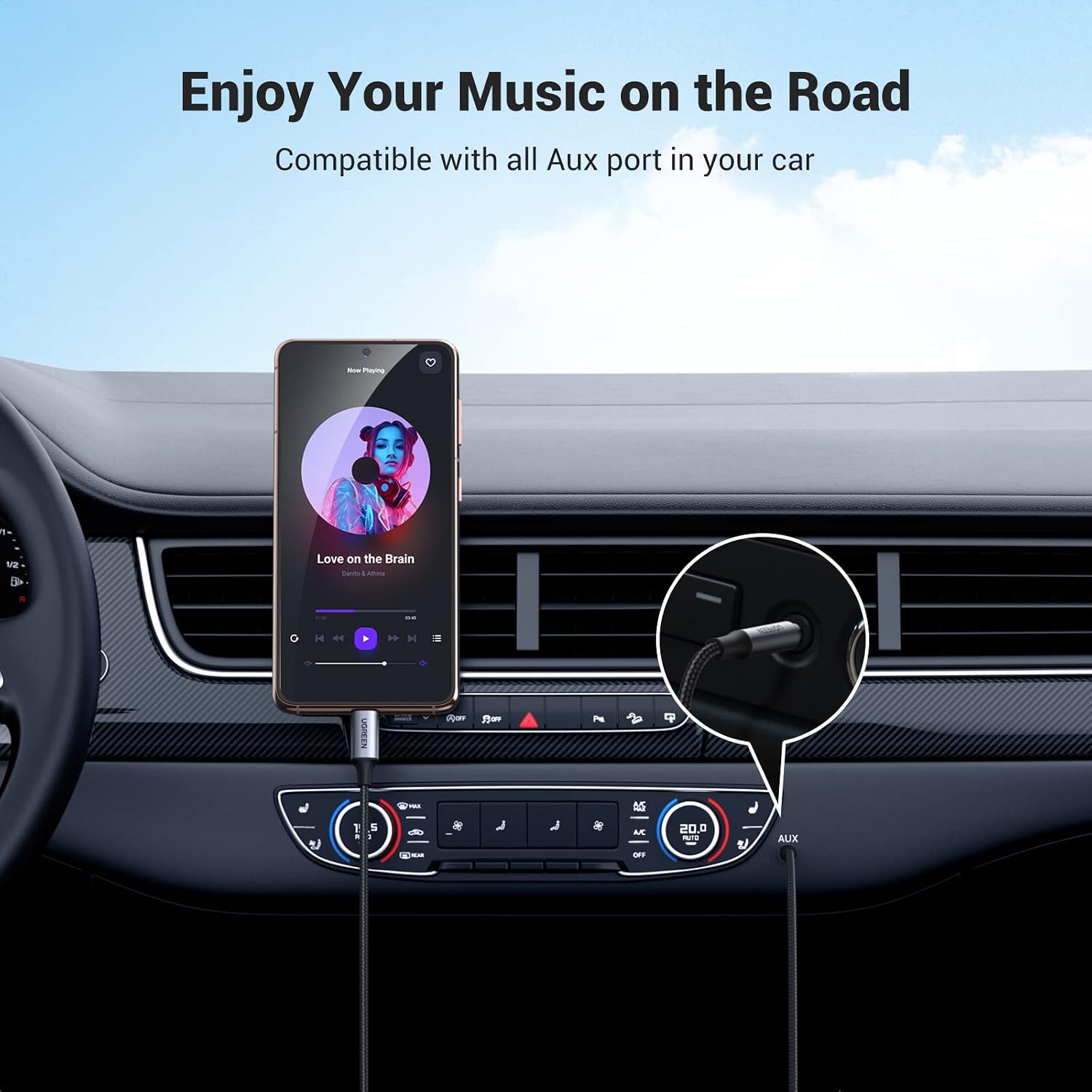 UGREEN USB C to 3.5mm Audio Adapter Hi-Fi Stereo Type C to Aux Headphone Male Cord Car Auxiliary Braided Cable Compatible with Samsung Galaxy S23 Ultra S22 S21 S20 Note20 iPad Pro Air Pixel 7, 6.6FT