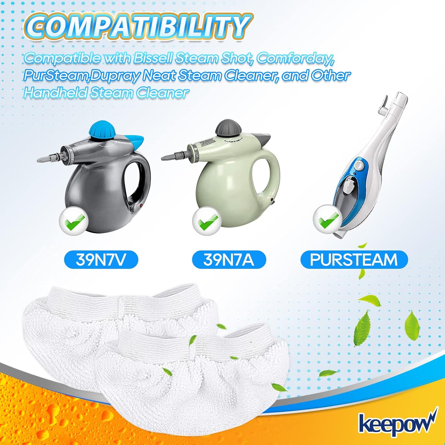 KEEPOW Universal Microfiber Cloths for Handheld Steam Cleaner, Compatible with Bissell Steam Shot, Comforday, PurSteam, Washable Rags, 12 Pack