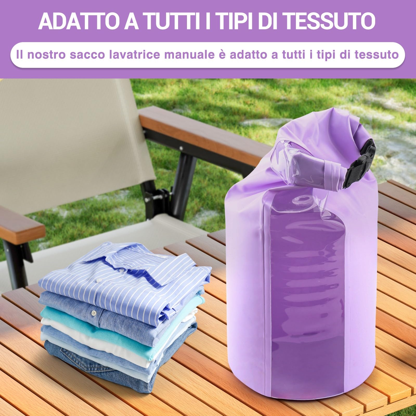 Wash Bag da Viaggio & Stendibiancheria Retrattile - Lavatrice Campeggio - Durevole Sacchetto Lavatrice da Viaggio - Lavatrice Manuale Portatil