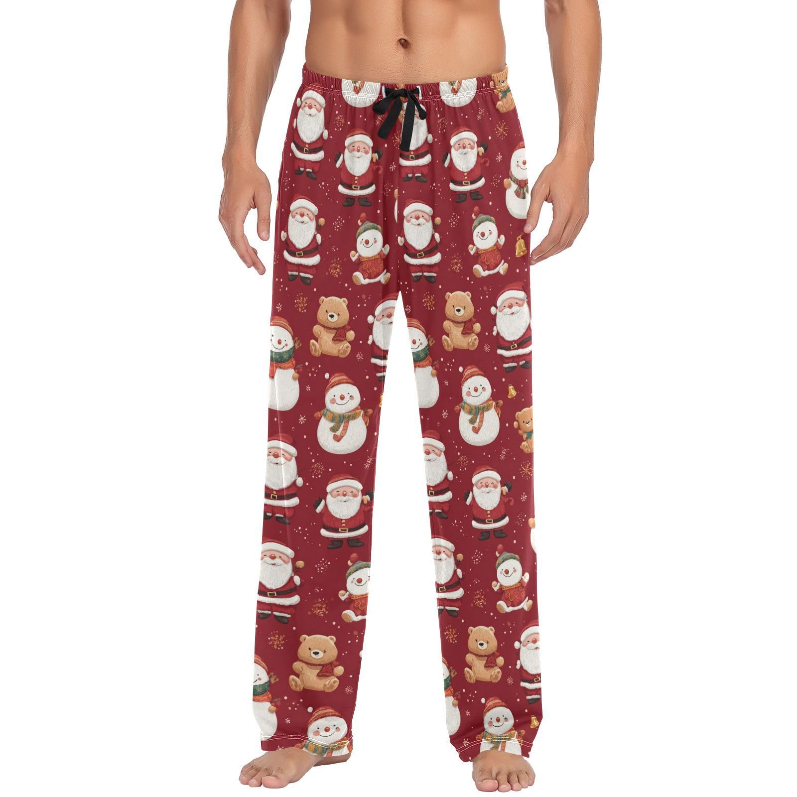 Men's Flannel Pajama Pants Christmas Gnome Snowflakes Sleep Lounge PJ Bottoms Sweatpants S-image-34