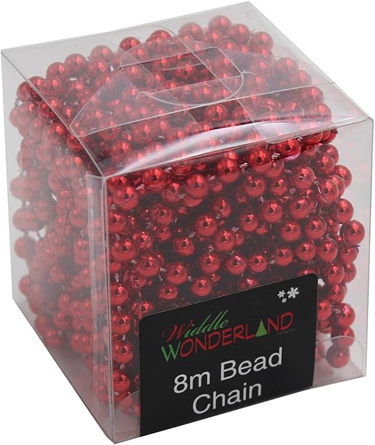 Widdle Gifts Ltd Christmas 8 Metre Bead Garland Tree Room Decoration - Red 1861