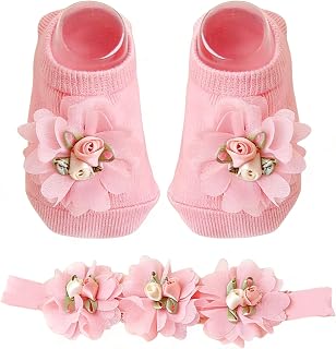 Mealah Baby Girls Headband Socks Set Newborn Infant Hair Accessories Gift