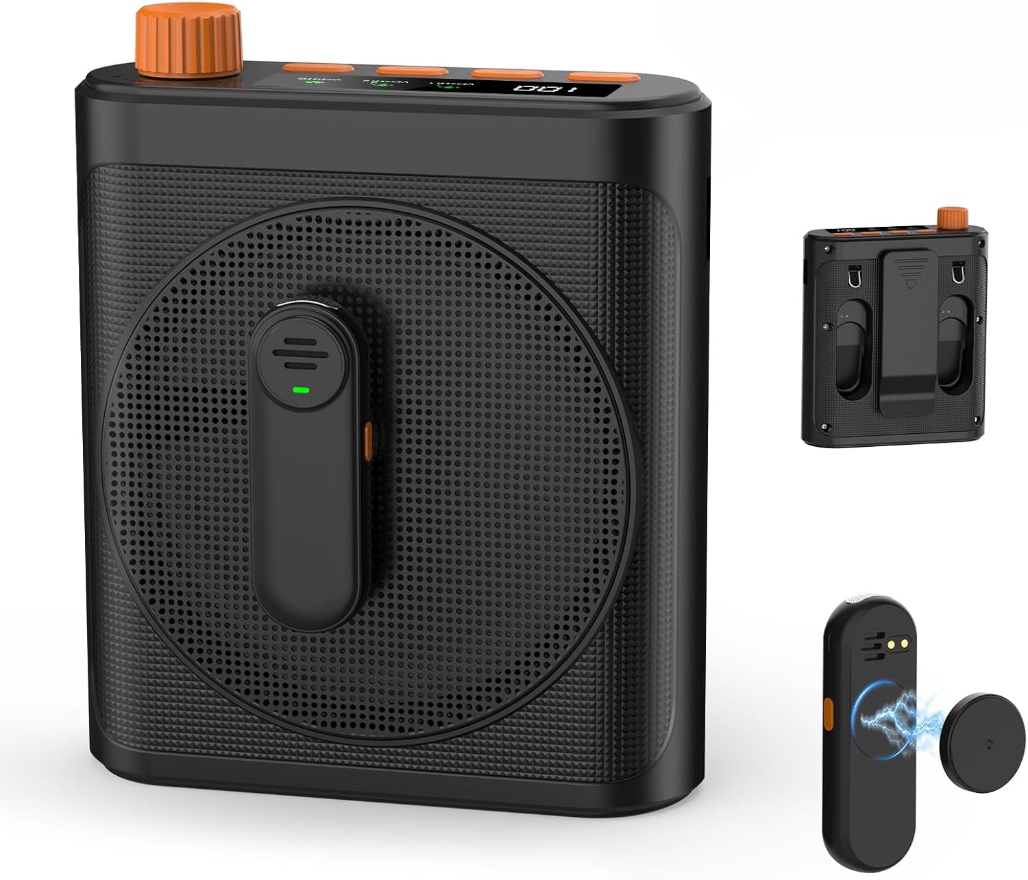 15W Wireless Voice Amplifier with 2 Magnetic Lavalier Mics & Noise Reduction - Bluetooth 5.3 PA System for Teachers, Tour Guide, Yoga - 15H Rechargeable Battery, Waist-Mount Design (White)