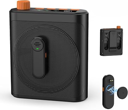 15W Wireless Voice Amplifier with 2 Magnetic Lavalier Mics & Noise Reduction - Bluetooth 5.3 PA System for Teachers, Tour Guide, Yoga - 15H Rechargeable Battery, Waist-Mount Design Black