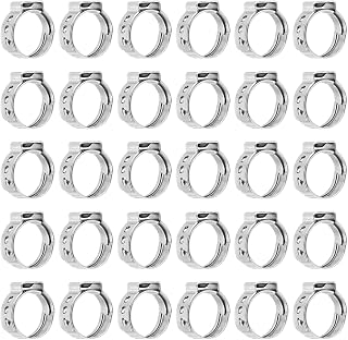 MECCANIXITY 40Pcs 13.5-15.2mm Single Ear Hose Clamps 304 Stainless Steel Polished Stepless Hose Clamp for Automobile Pipe Connections Home Appliance Wiring and Pipes, Silver