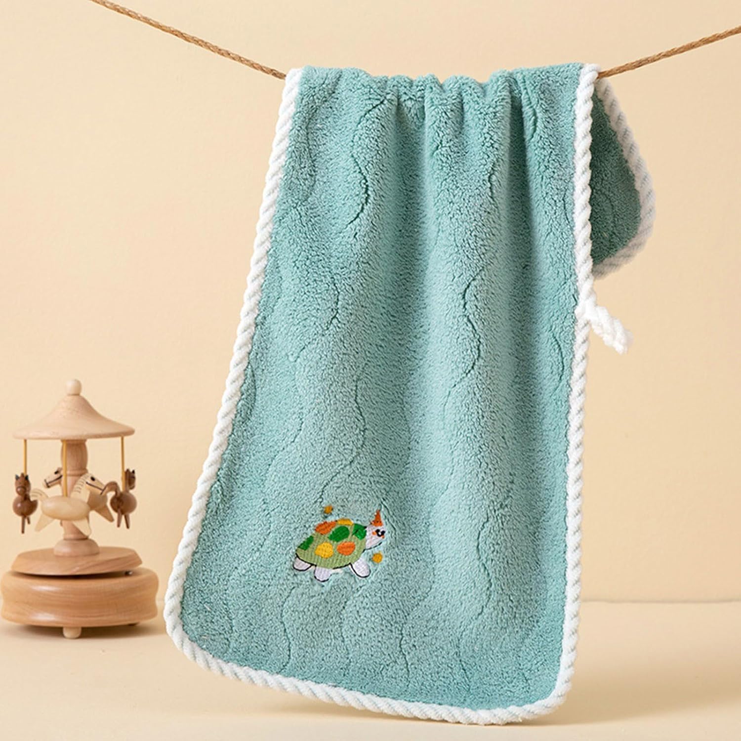 Soft Face Towel Cartoon Animal Print Embroidery Quick Drying Baby Washcloth for Sensitive Skin Preschooler Accessories