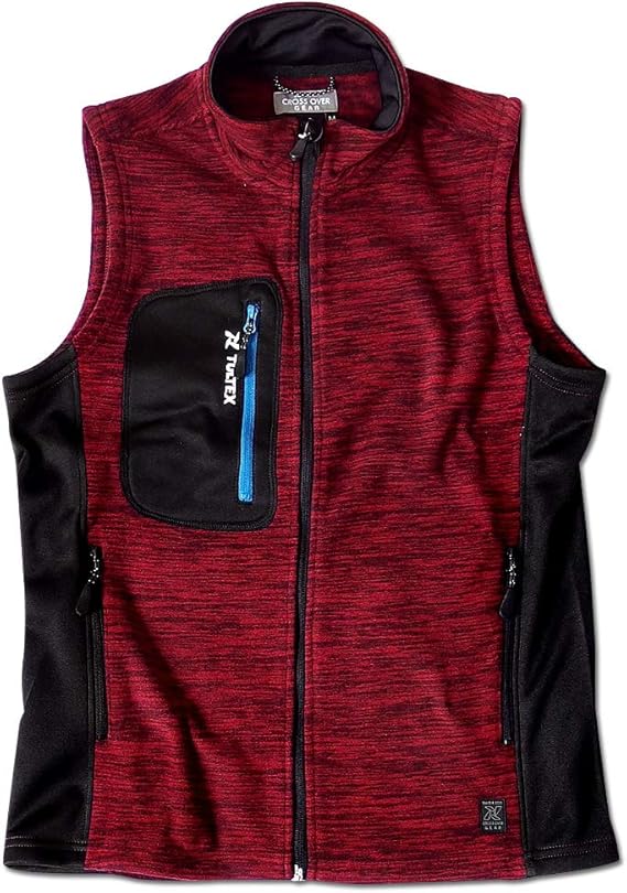 Amazon Tultex フリースベスト メンズ フリース ベスト ジップアップ ハイネック ファスナー 軽量 秋 冬 アウトドア 防寒 暖かい M 杢レッド ベスト 通販