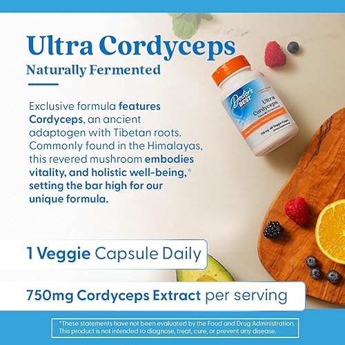Miniatura 5 de Doctor's Best Ultra Cordyceps sin OMG, vegano, sin gluten, sin soja, 60 cápsulas vegetales