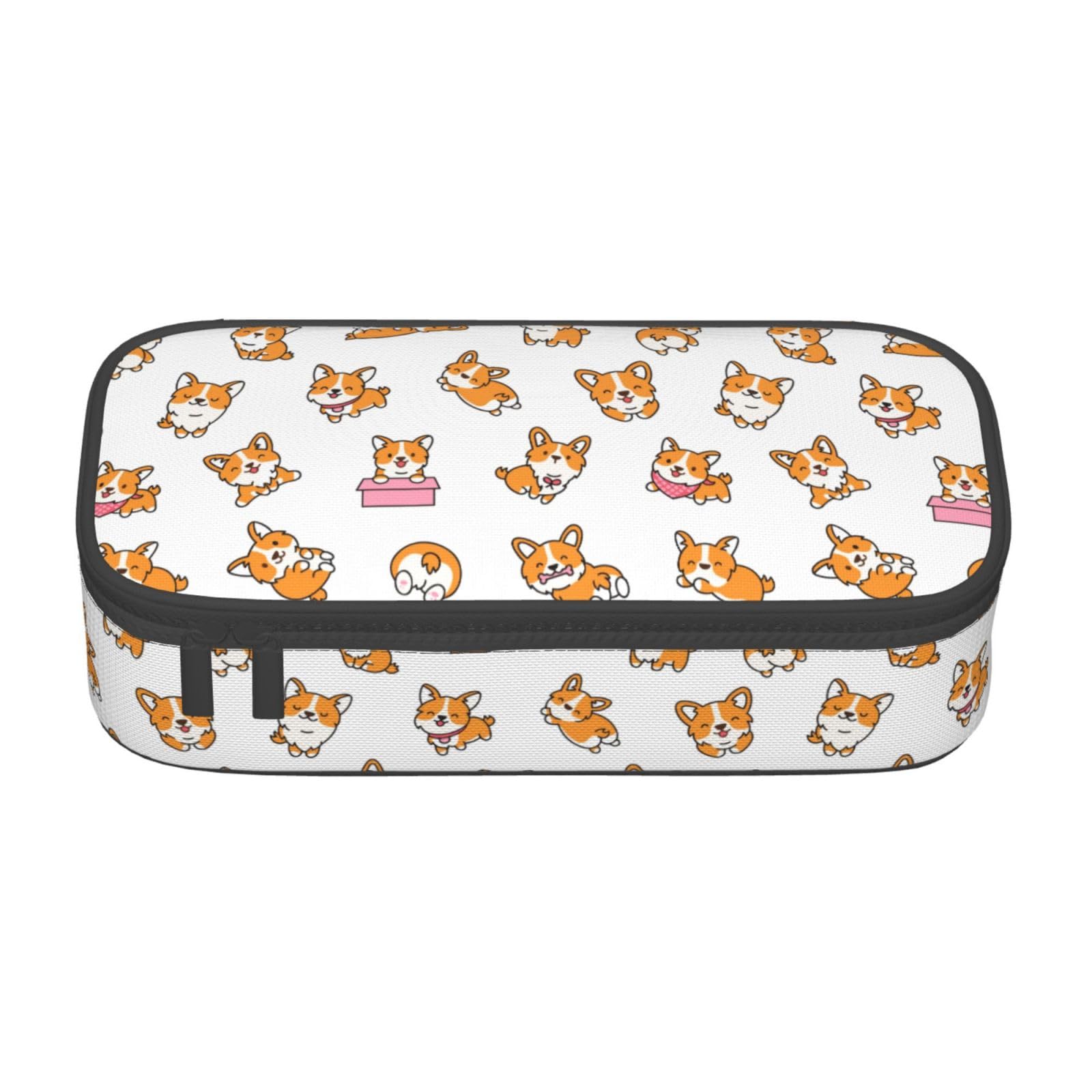 YUAOEUR Corgi Dog Large Capacity Pencil Case, Portable Pencil Pouch & Marker Organizer, Durable Stationery Storage Bag, Back-to-School Supplies for Boys, Girls, School & Office