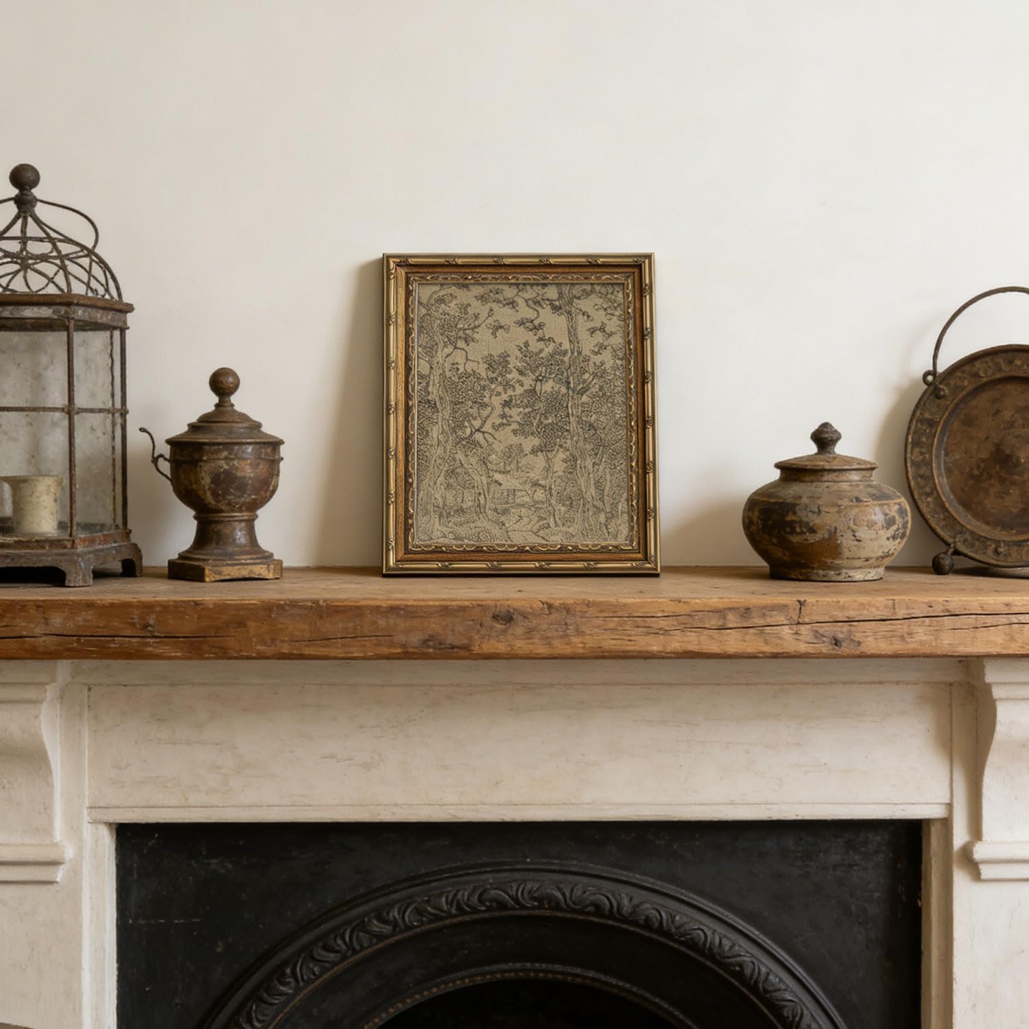 Vintage Gold Framed Wall Art Antique Sketch Landscape Wall Decor Picture Dark Moody Retro Country Farmhouse Gallery Aesthetic Poster Print for Living Room Bedroom Kitchen Shelf 12x16in