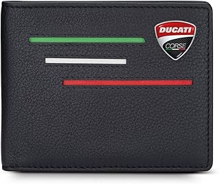 دوكاتي كورس محفظة انيقة من الجلد الطبيعي DTLGW2200201، لون اسود، مقاس M، كاجوال، الرجال