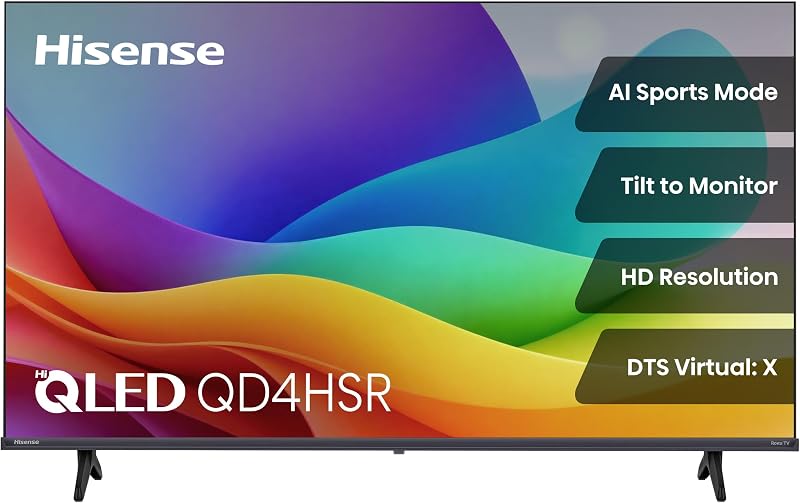 Hisense 32QD4HSR - 32" Hi-QLED HD Smart Roku TV, Hi-QLED Technology, High Contrast, AI Sports Mode, DTS Virtual:X, Tilt to Montior (2026 Model)