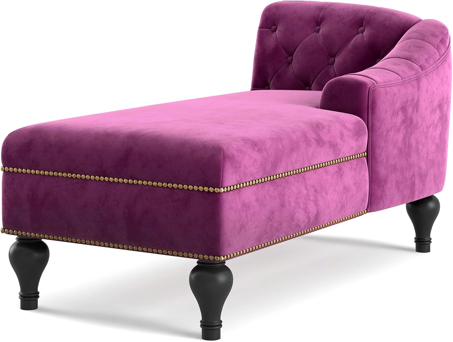 LUMISOL 58” Velvet Chaise Lounge Indoor Upholstered Sleeper Chair Recliner for Living Room Bedroom (Purple) : Home & Kitchen