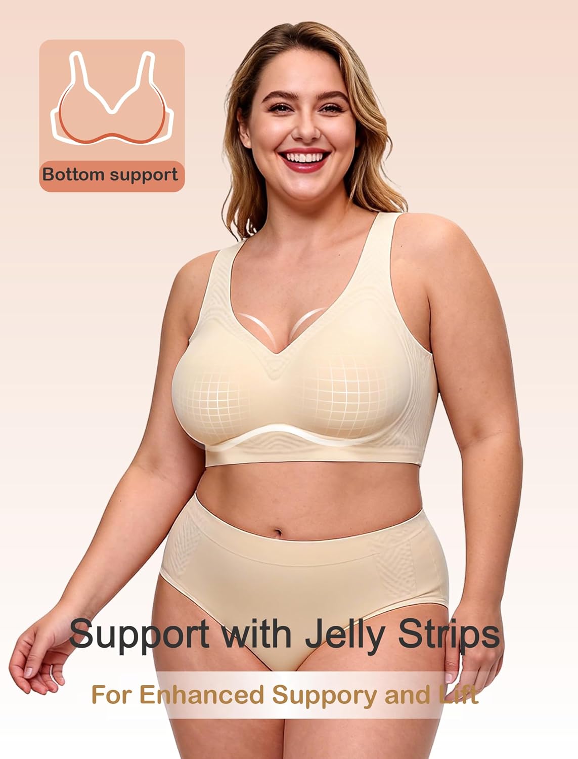 Jelly Wireless Bra,Plus Size Bra for Women,Minimizer Bras for Women Seamless Full Coverage - Image 4