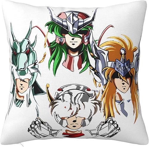 Saint Seiya Throw Pillow Covers Decorative Square Pillowcases Fashion Cushion Cover for Sofa Bedroom Chair 16"X16"