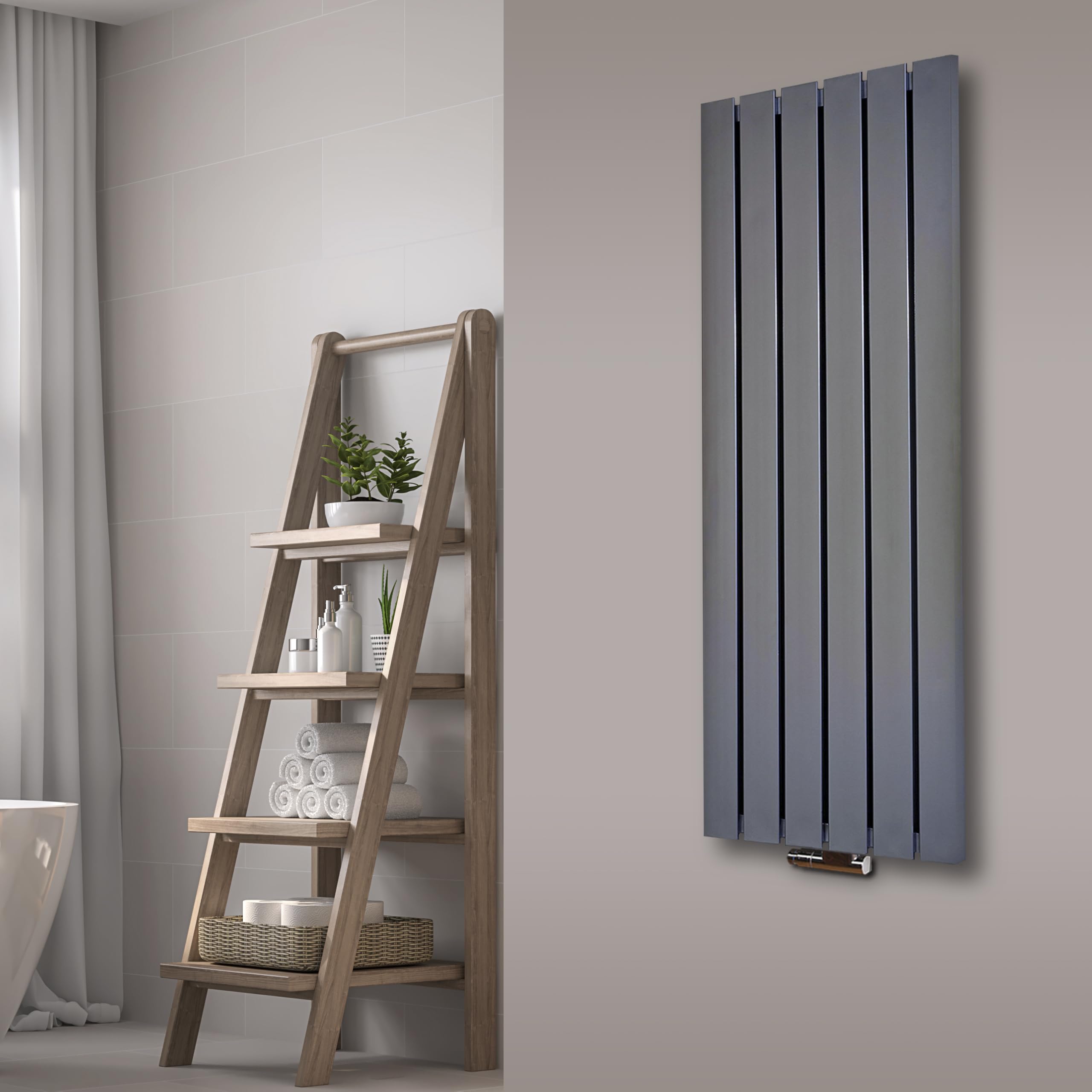 Badheizkörper Design Peking 120 cm 799 W Edelstahloptik SZAGATO