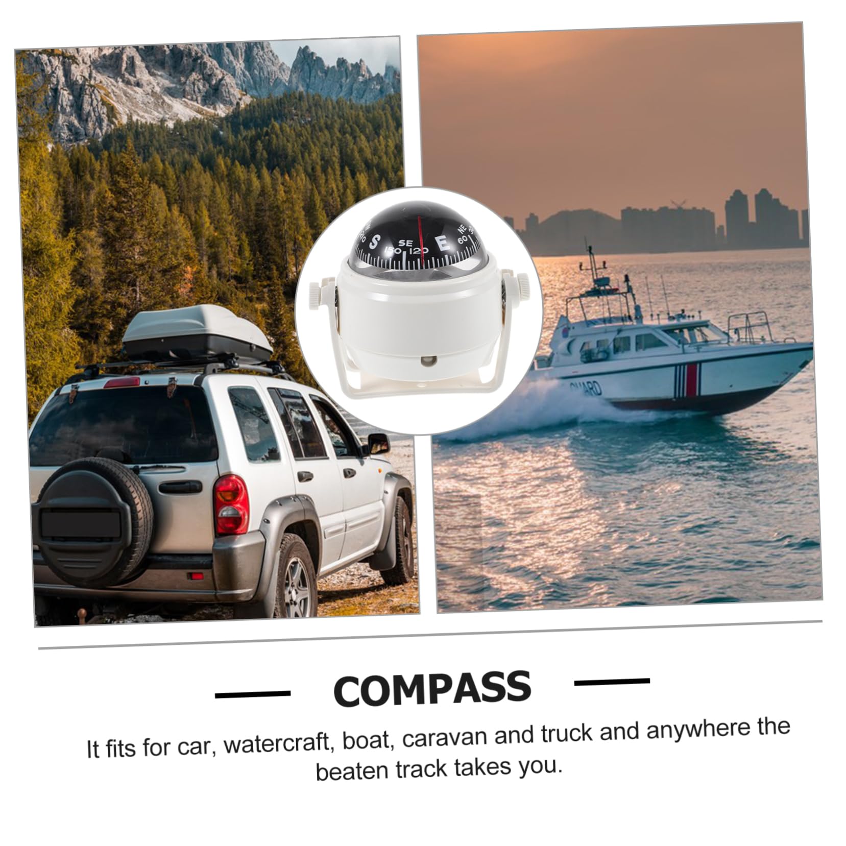 BESPORTBLE Kompass Auto Boot Navigation für Auto car Navigation Auto zübehör Accessoires für Auto autodeko Kompasskugel Schiffskompass für Boote Fahrzeugnavigation Acryl Weiß