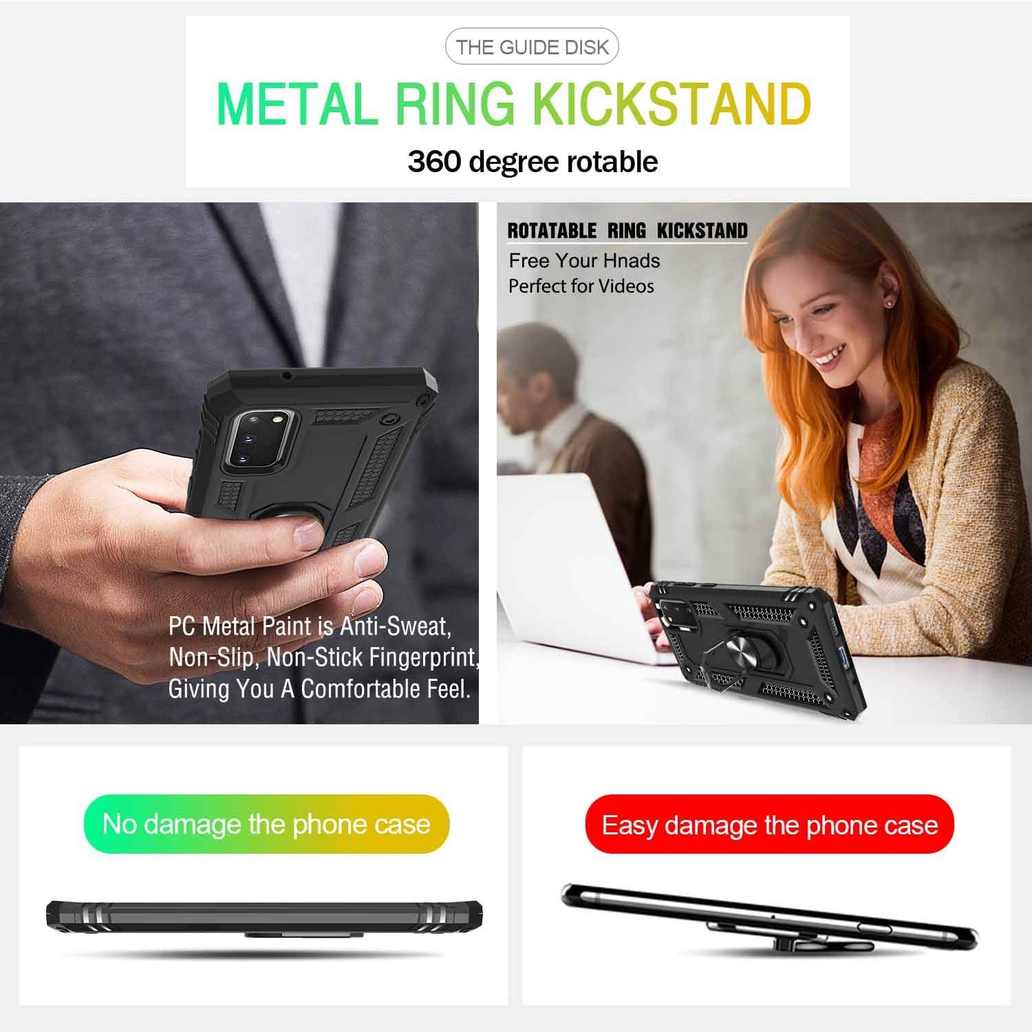 Compatible for Samsung Galaxy S20 Case 6.2-inch with HD Screen Protector, Gritup Military-Grade Protective Phone Case with Magnetic Kickstand Ring for Samsung Galaxy S20 5G Black