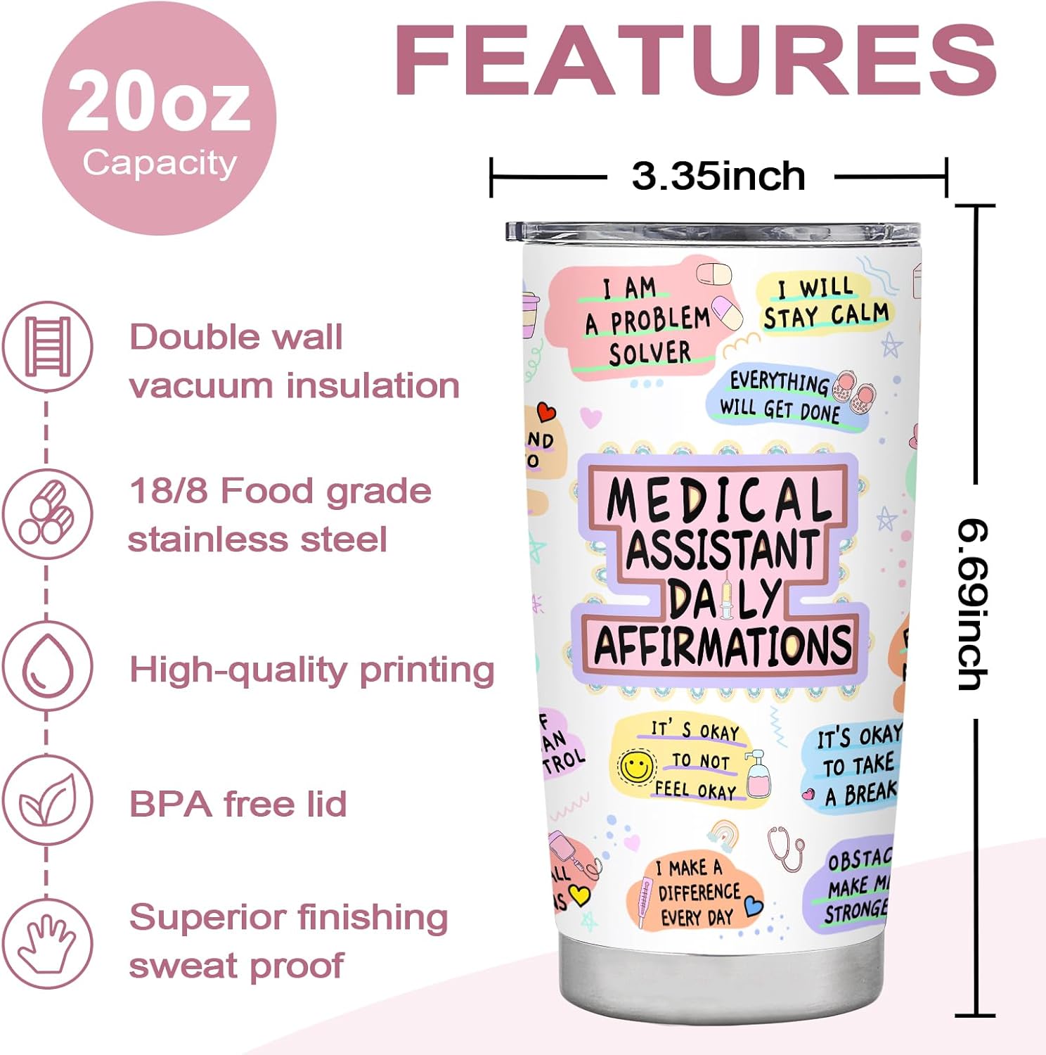 Medical Assistant Gifts,Medical Assistant Recognition Week Gifts,MARWeek MARDay Gift,Birthday Christmas Appreciation Thank You Gift for Medical Assistant,Coffee Tumbler Cup 20oz - Image 4