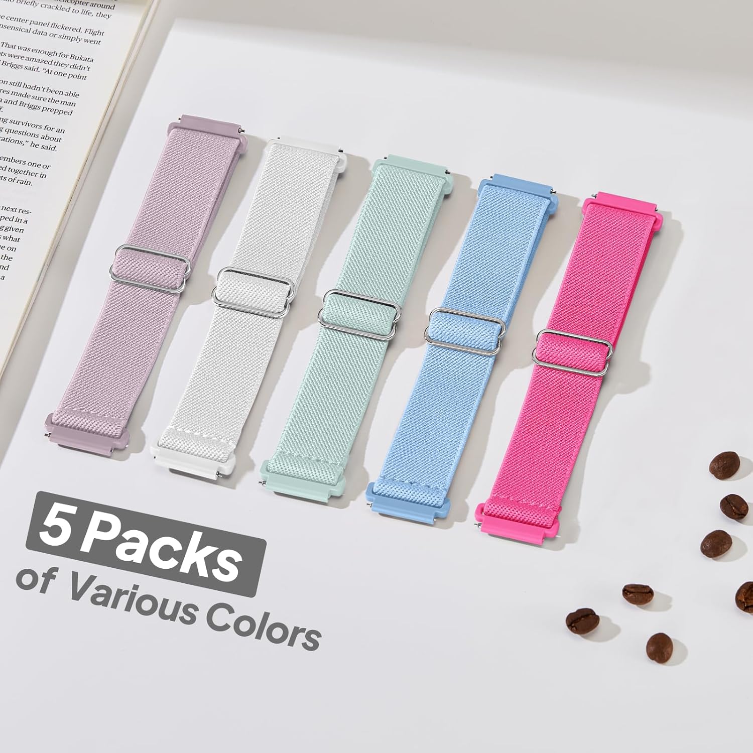 6 Pack Stretchy Bands Compatible with Samsung Galaxy Watch 7 6 5 4 40mm 44mm/Galaxy Watch 6 4 Classic 42mm 46mm 43mm 47mm/Galaxy 5 Pro 45mm/Active 2, 20mm Elastic Nylon Sport Strap for Men Women - Image 7