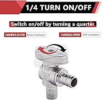 Vista 3 de EFIELD - Válvula de parada de ángulo de giro de 1/4 de 1/4 de pulgada Pex X 1/2 pulgada de latón cromado Pex (VALVE102)