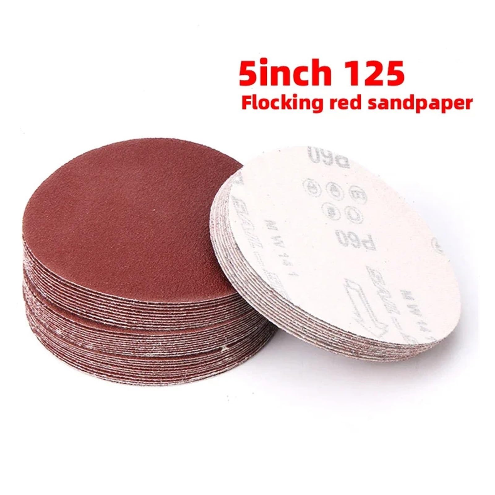 120 unids/set 5 pulgadas 125,0mm papel de lija bucle disco molienda carpintería herramienta pulido abrasivo for pulir Para Lijadora(Red-p150)