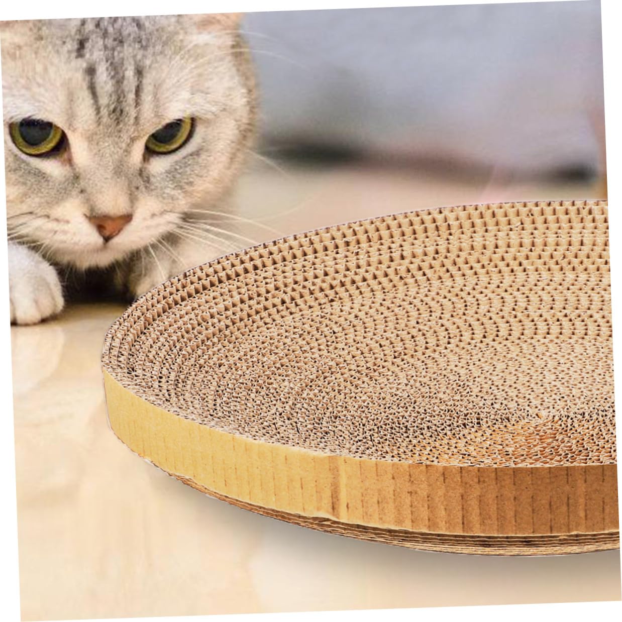 Kratzmatten Ersatz für Katzen, 3 Stück-Pack Rund aus Wellpappe