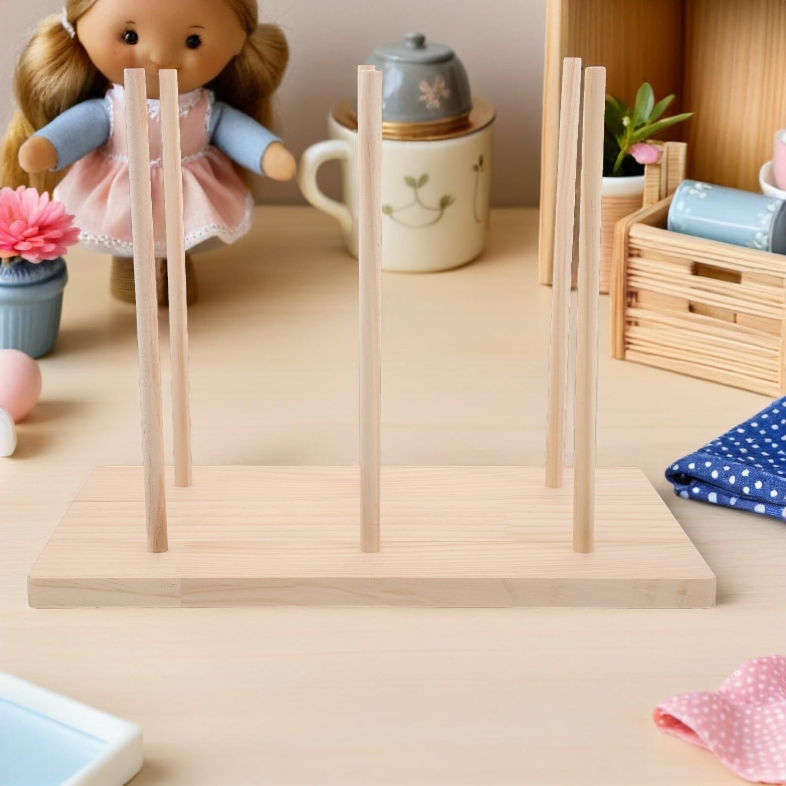 Puppenständer für Handpuppen mit Platz für 6 Fingerpuppen Stabiler und Bruchsicherer Halter für Kindergarten Klassenzimmer und Zuhause